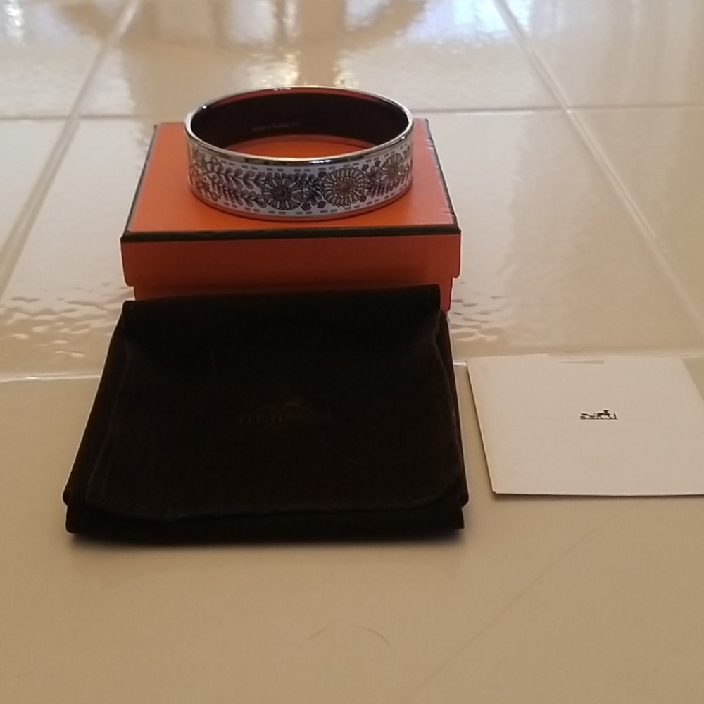 Hermes Enamel Wide Bangle Bracelet